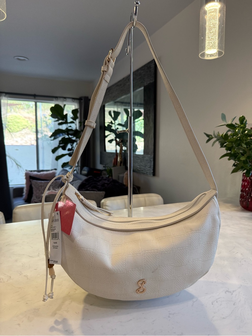 Sam & Libby Cream Saddle-Style Shoulder Bag